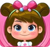 A cute cartoon-style character with bear-like hairdo.