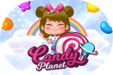 Candy Planet logo with a girl and lollipop